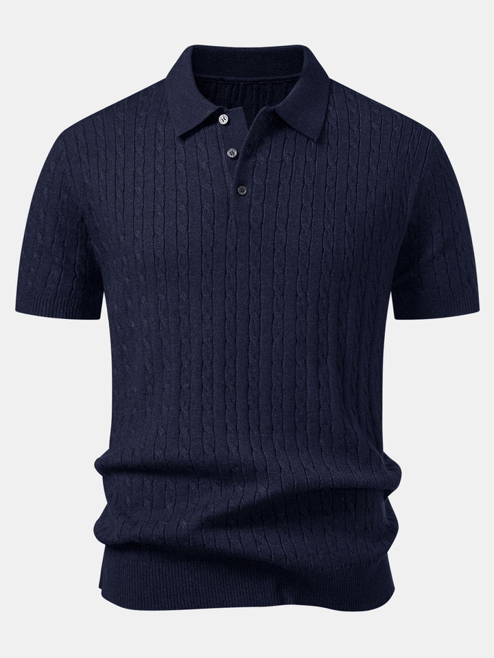 Twisted Jacquard Knit Polo &amp; Slim Fit Tapered Trousers