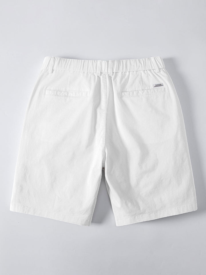 Geometric Jacquard Johnny Collar Polo &amp; Elastic Waist Chino Shorts