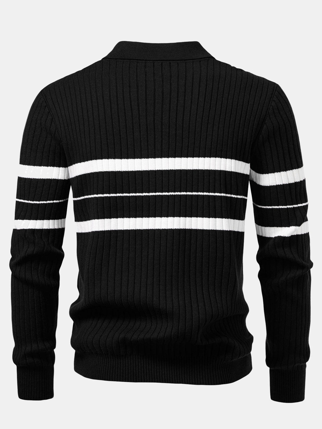 Stripe Zip Knit Ribbed Polo Shirt &amp; Slim Fit Tapered Trousers
