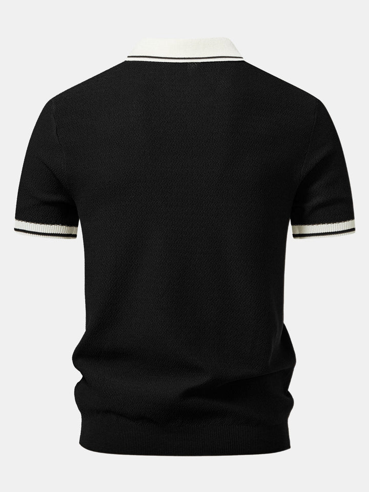 Contrast Zipper Knit Polo &amp; Slim Fit Tapered Trousers