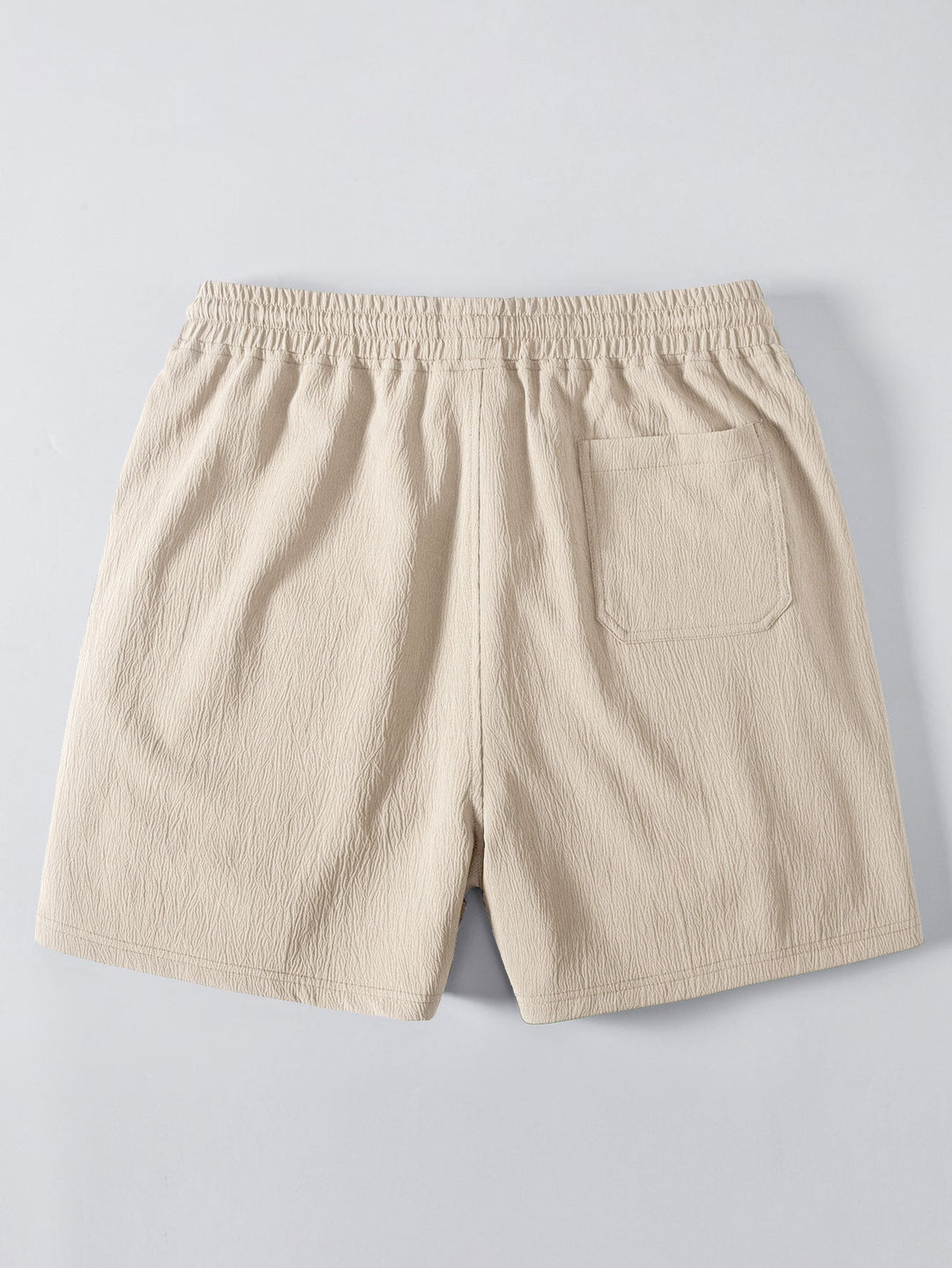 Relax Fit Striped Open Knit Polo &amp; Crinkle Textured Drawstring 5" Shorts