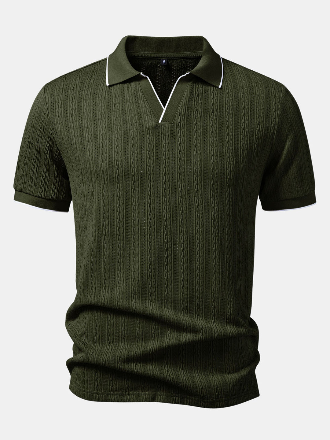 Geometric Jacquard Johnny Collar Polo &amp; Slim Fit Tapered Trousers