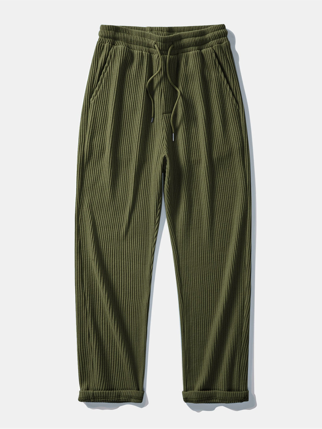 Drawstring Knitted Waffle Pants