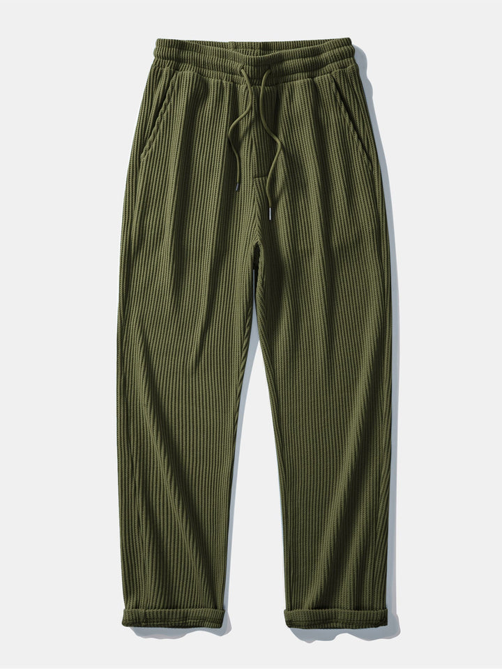 Drawstring Knitted Waffle Pants