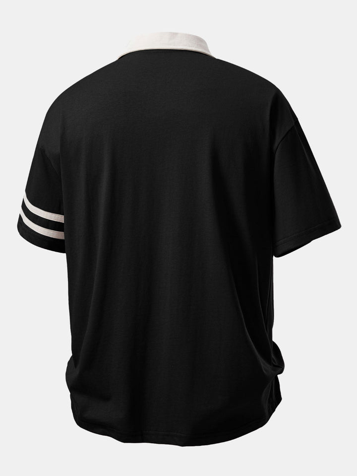 Relax Fit Contrast Collar Polo Shirt &amp; Cotton Drawstring 7" Shorts