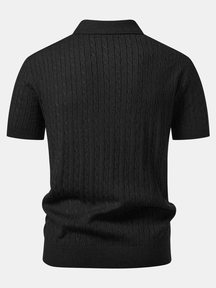 Twisted Jacquard Knit Polo &amp; Slim Fit Tapered Trousers