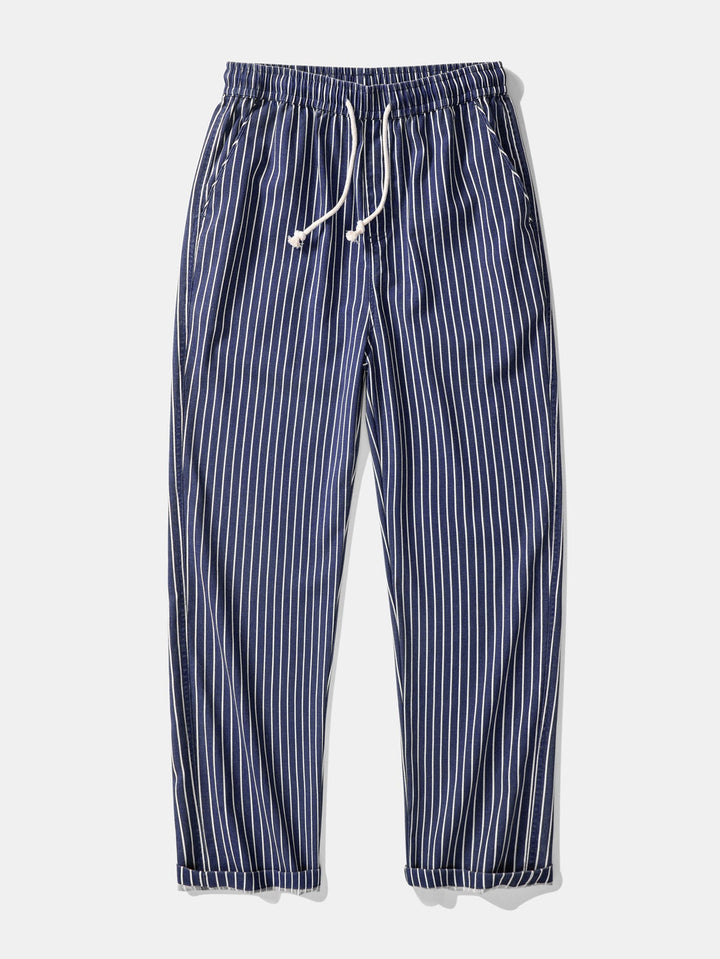 Stripe Straight Leg Linen Pants