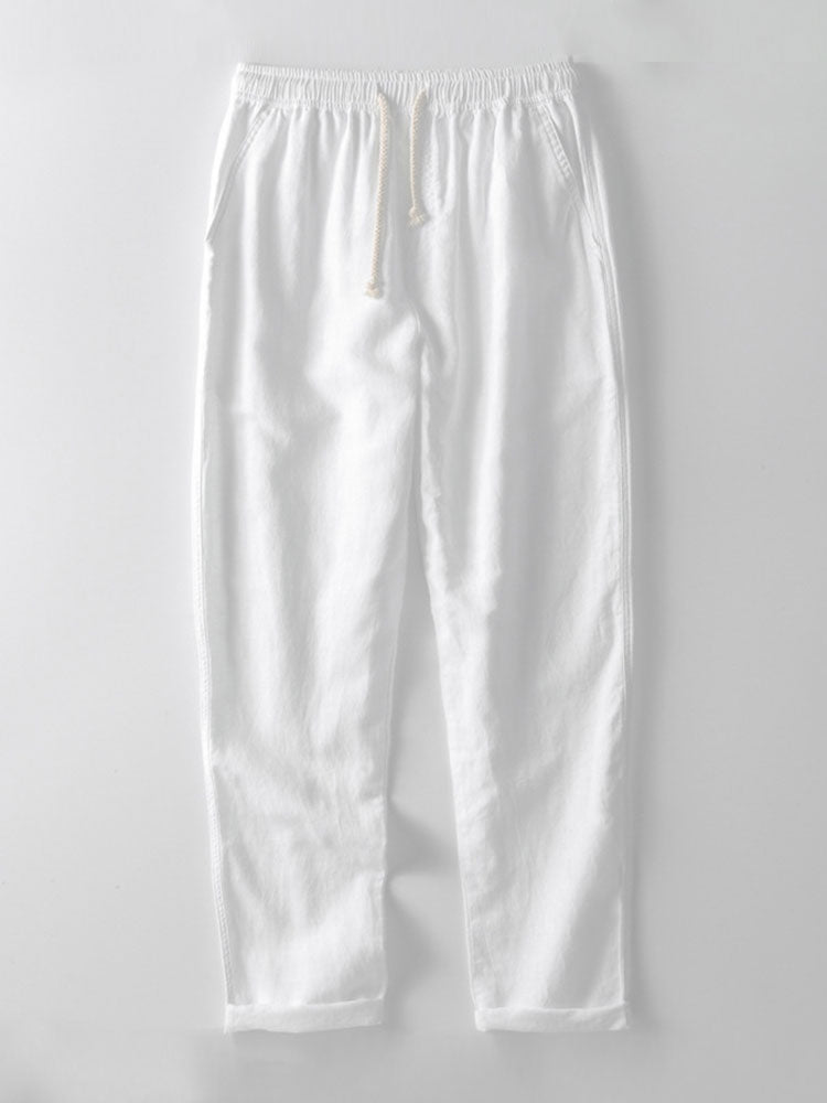 Crochet  V Neck Polo Shirt &amp; Straight Leg Linen Pants