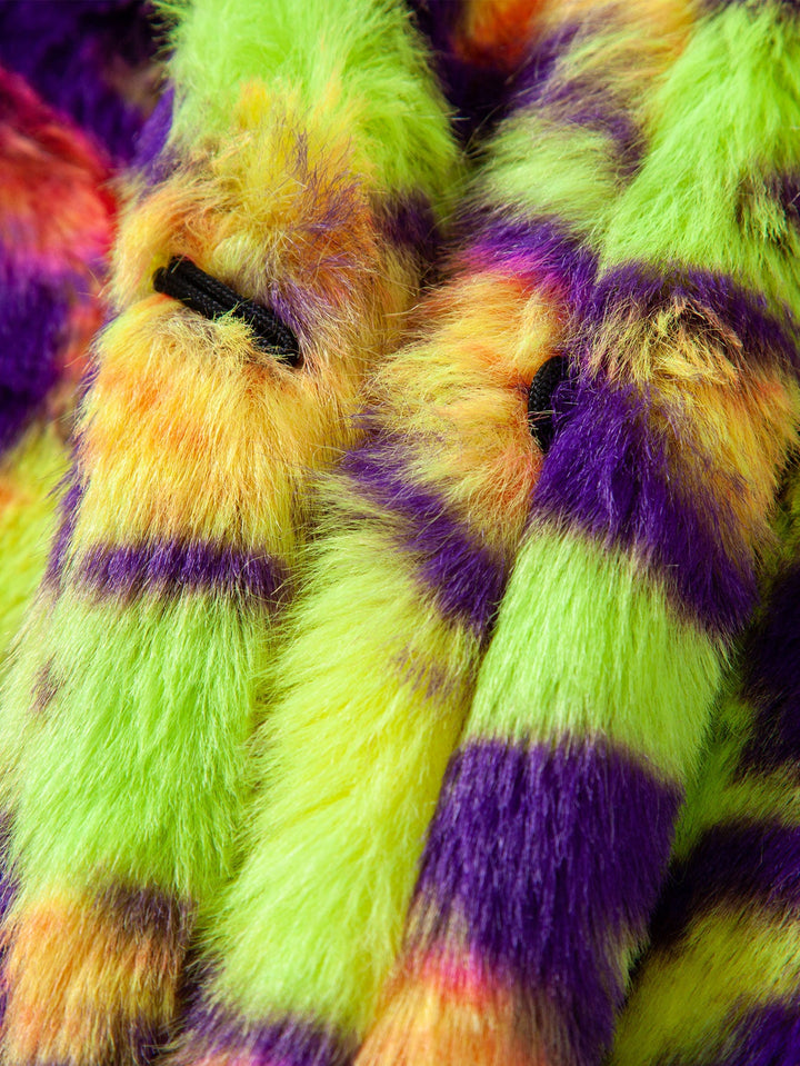 Faux Fur Colorful Leopard Hooded Vest