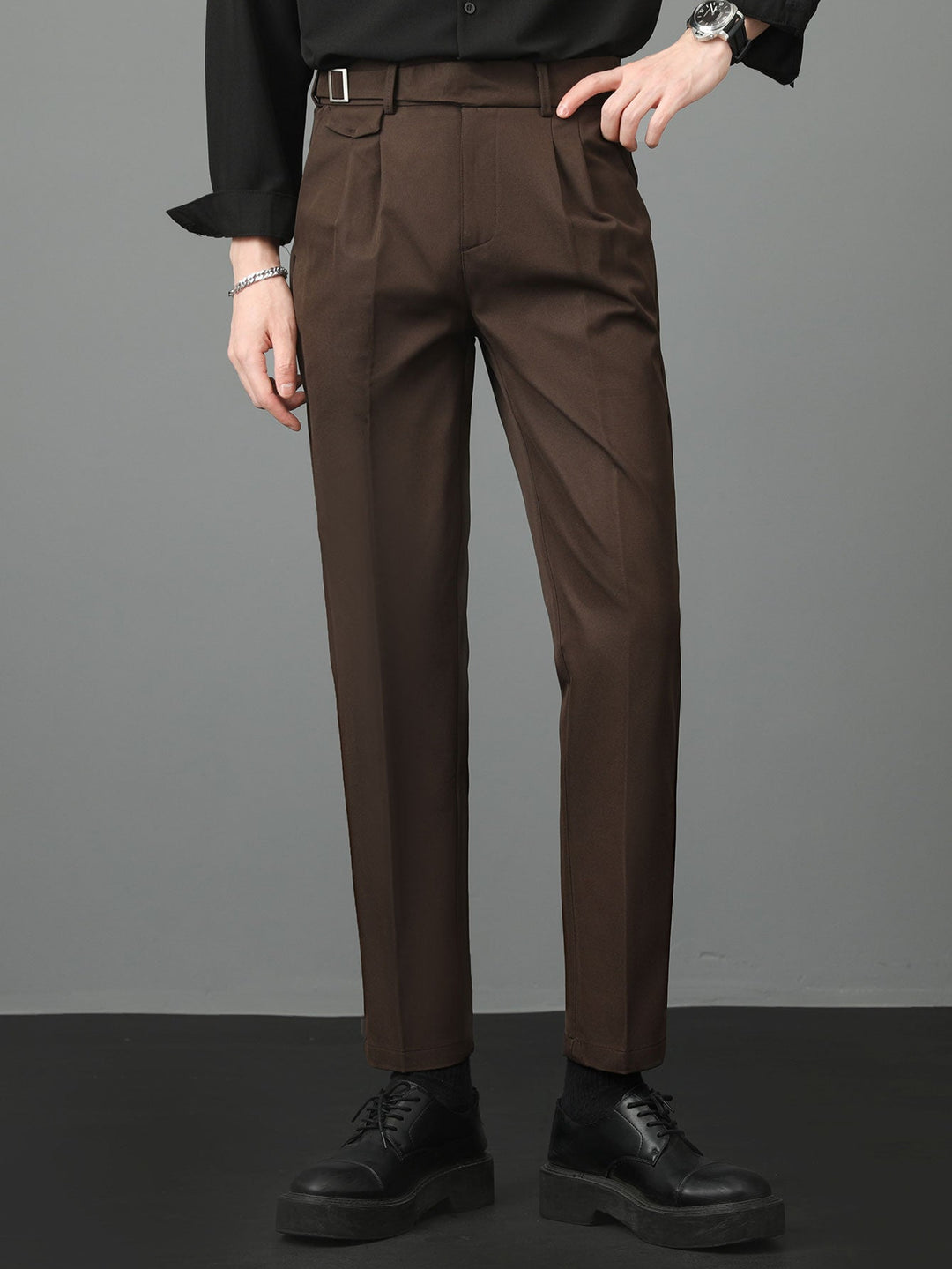 Contrast Stripe Trim Waffle Polo &amp; Slim Fit Tapered Trousers