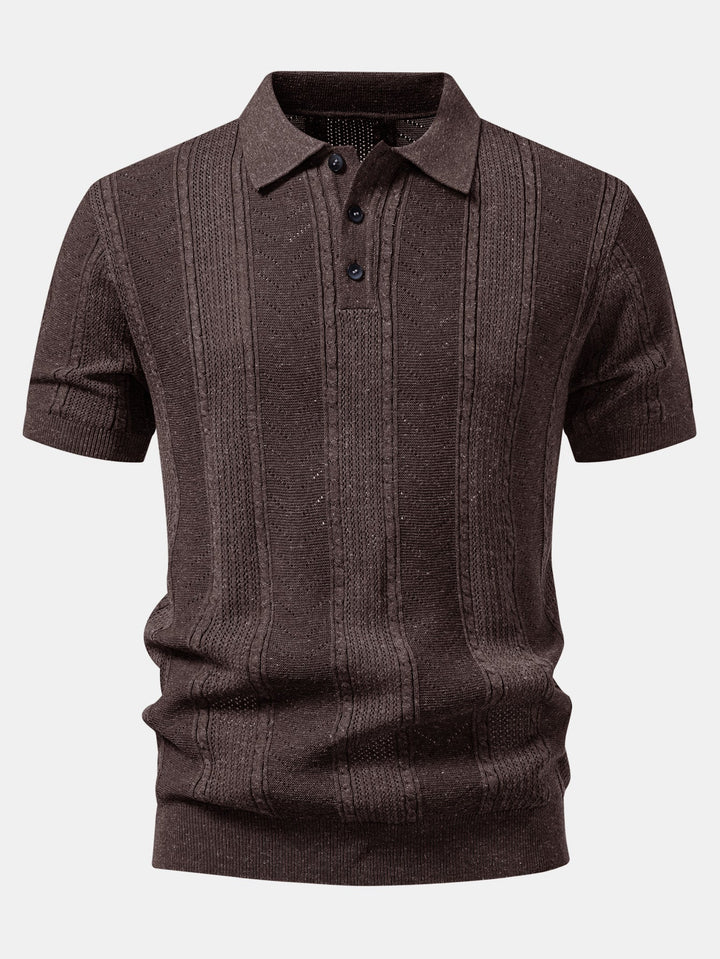Linen Textured Knit Polo &amp; Straight Leg Linen Pants