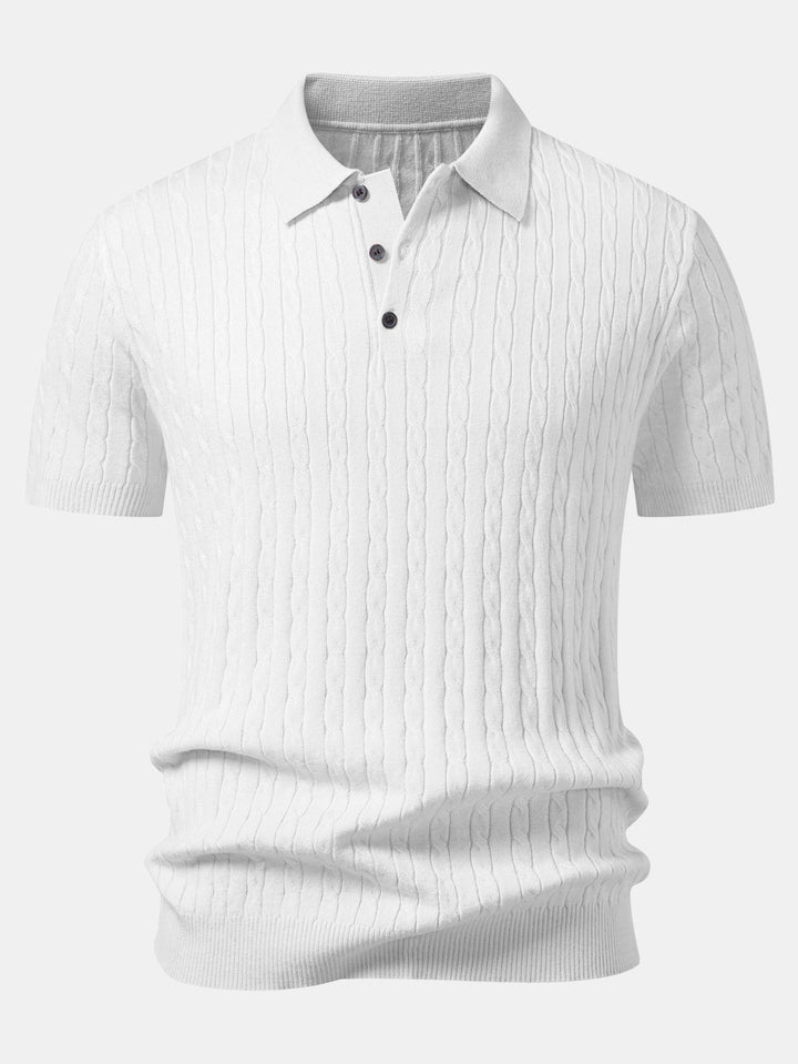 Twisted Jacquard Knit Polo &amp; Slim Fit Tapered Trousers