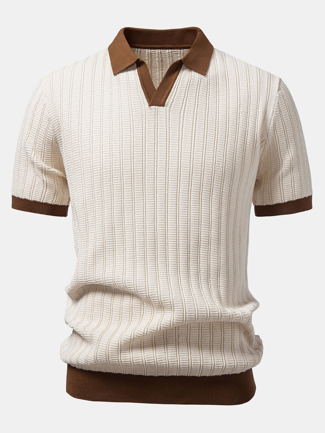 Contrast Textured Johnny Collar Polo &amp; Slim Fit Tapered Trousers