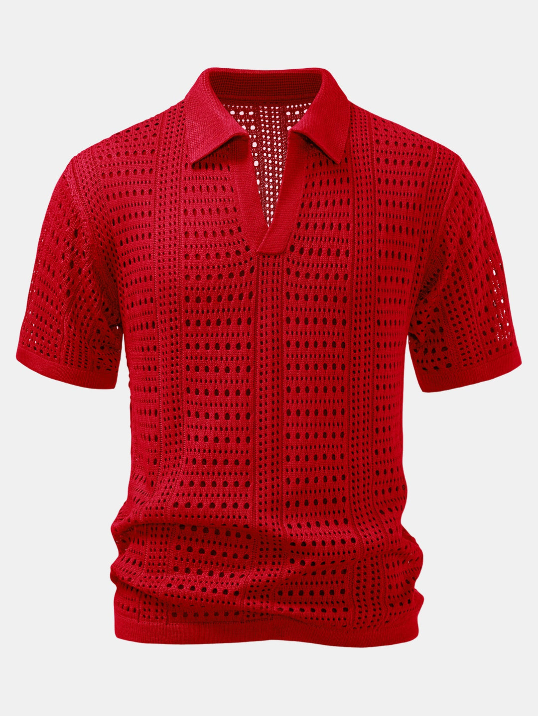 Crochet  V Neck Polo Shirt &amp; Straight Leg Linen Pants