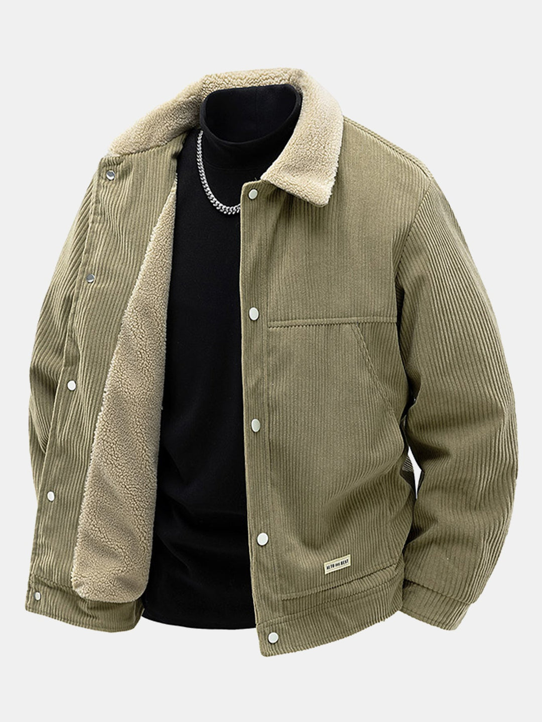Teddy Lined Corduroy Button Up Jacket