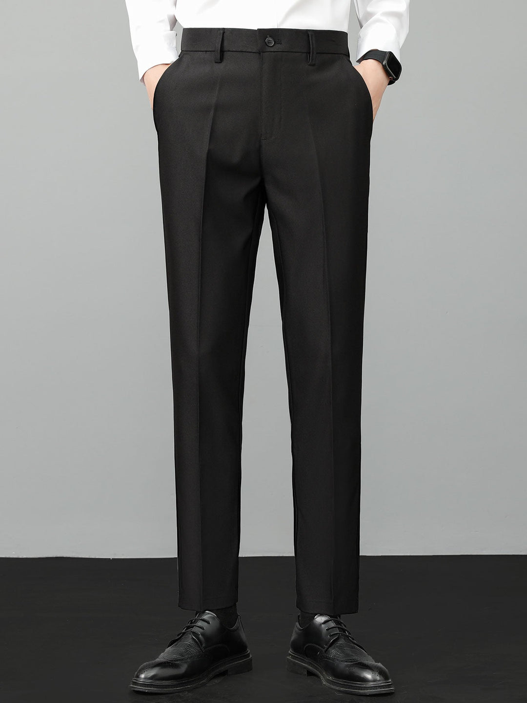 Contrast Waffle Zipper Knit Polo &amp; Slim Fit Tapered Trousers