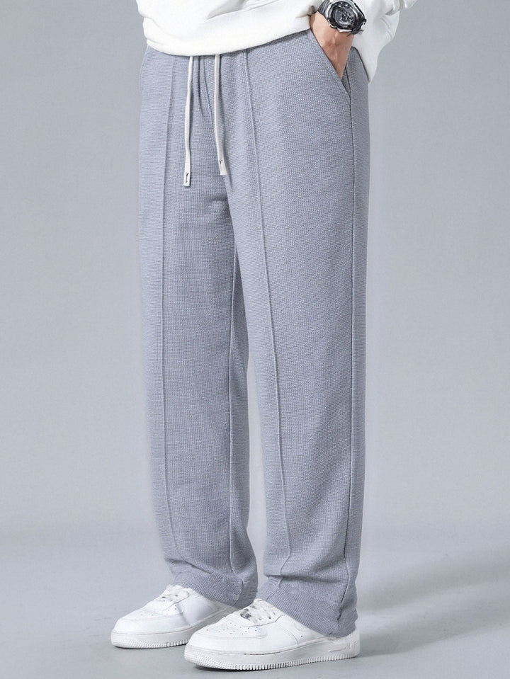 Waffle Pleated Pintuck Straight Leg Pants