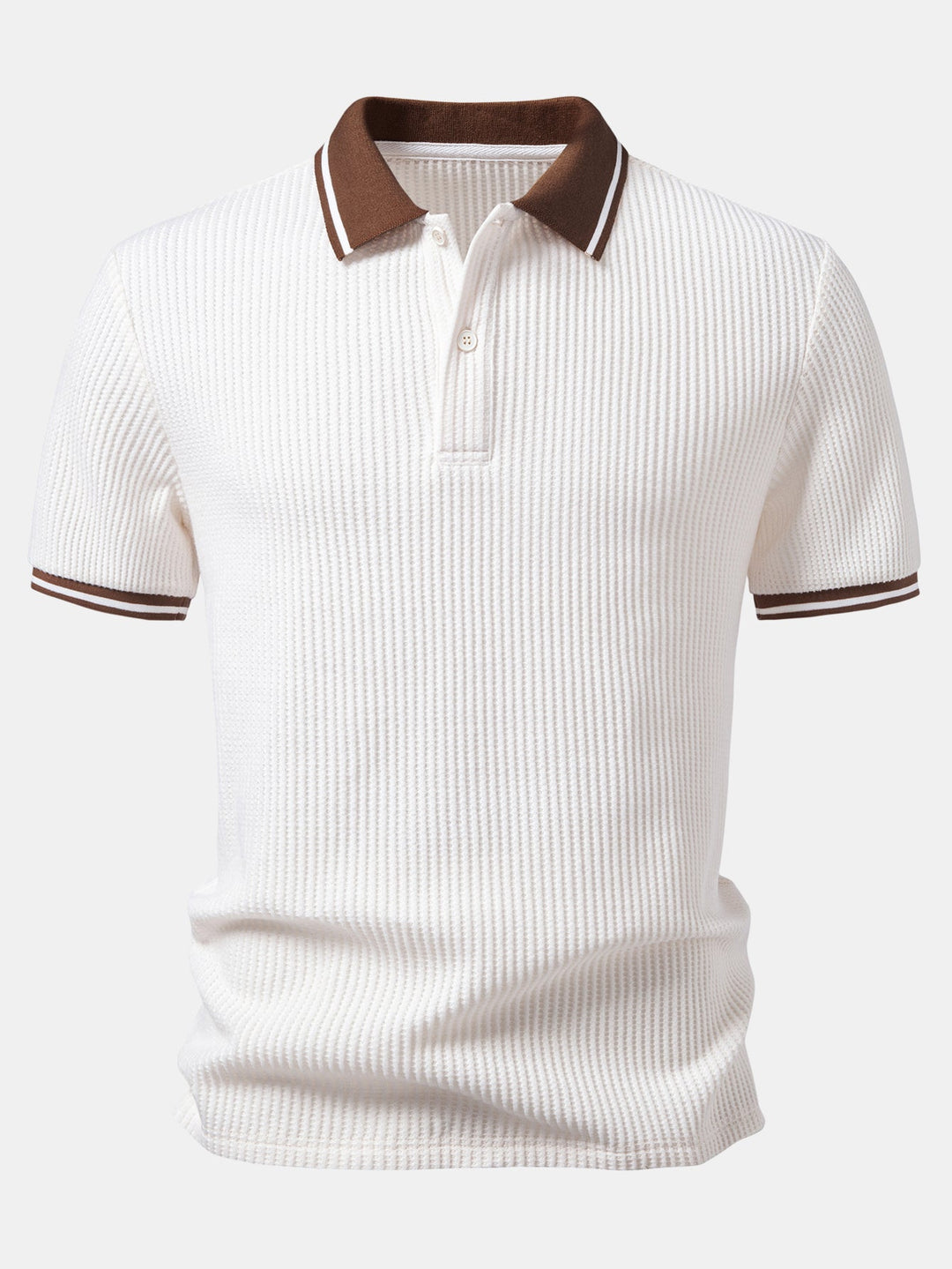 Contrast Stripe Trim Waffle Polo &amp; Slim Fit Tapered Trousers