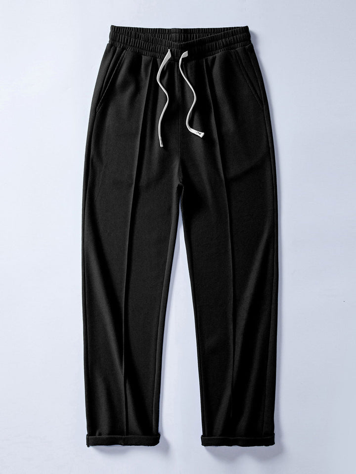 Waffle Pleated Pintuck Straight Leg Pants