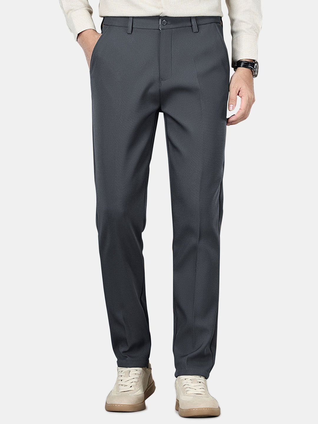 Warm Fleece-Lined Slim Fit Tapered Trousers