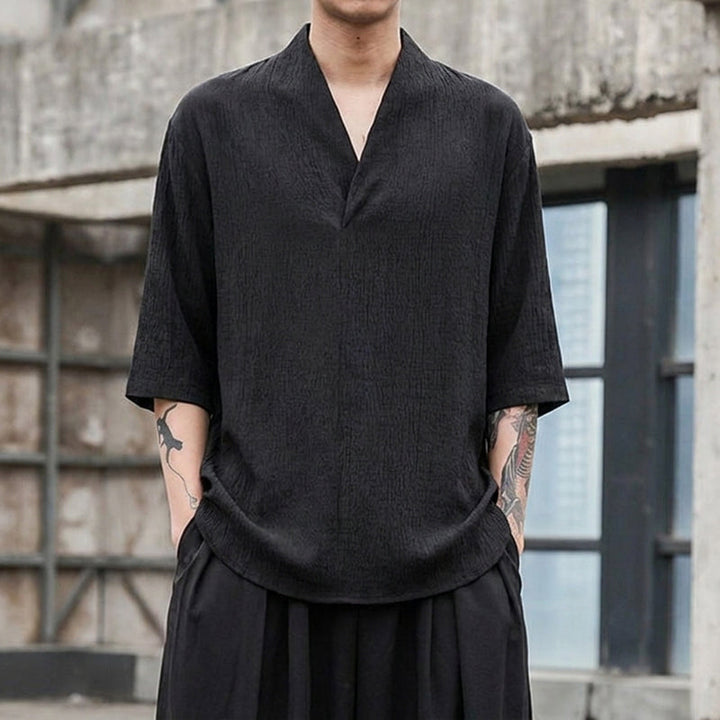 Vintage Ice Silk Loose Zen Clothes Half Sleeve T-shirt