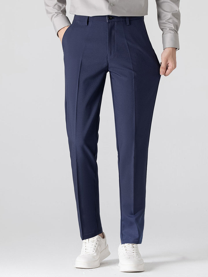 Textured Color Block Knit Polo &amp; Slim Fit Tapered Trousers