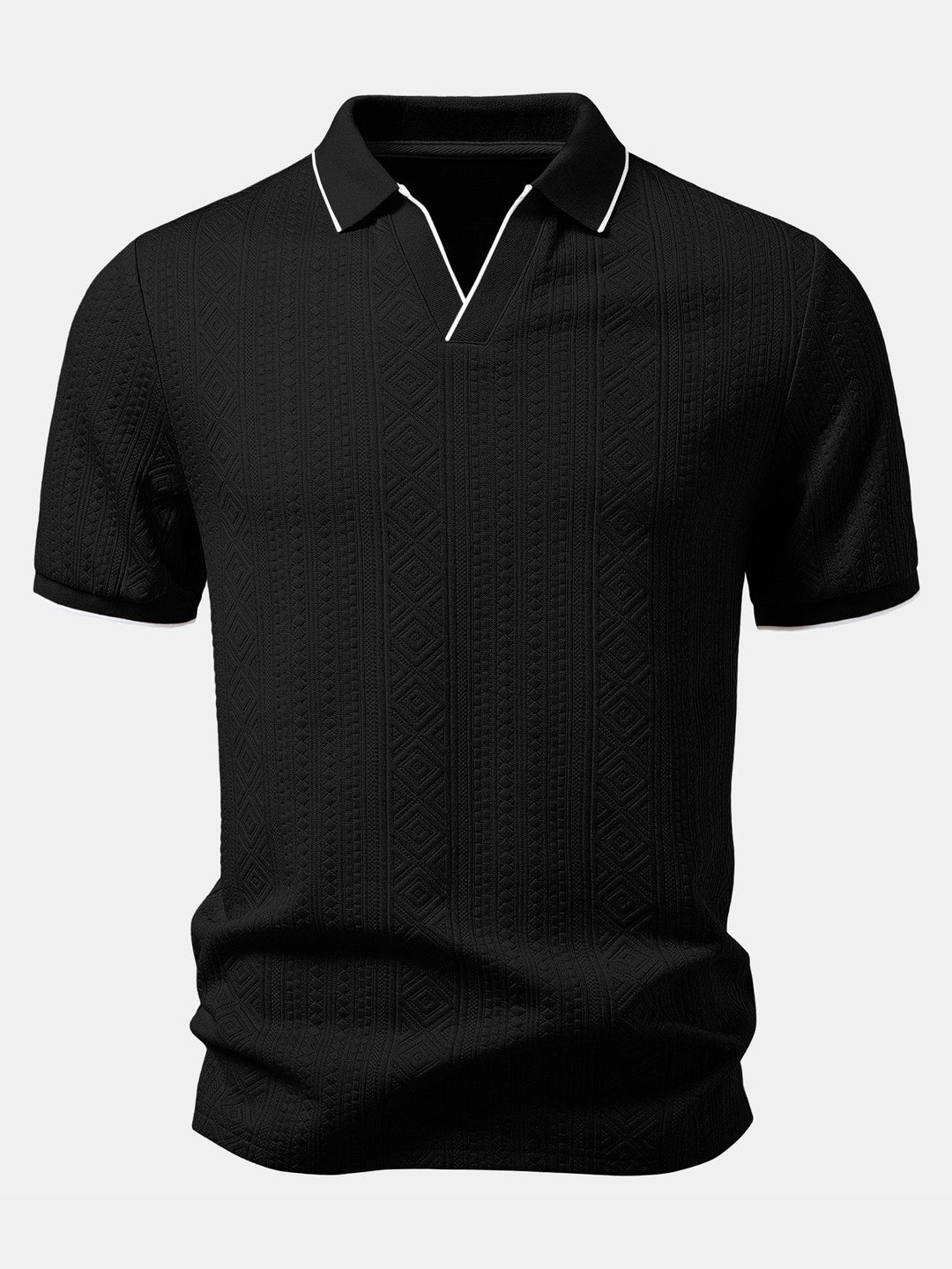 Geometric Jacquard V Neck Polo &amp; Slim Fit Tapered Trousers
