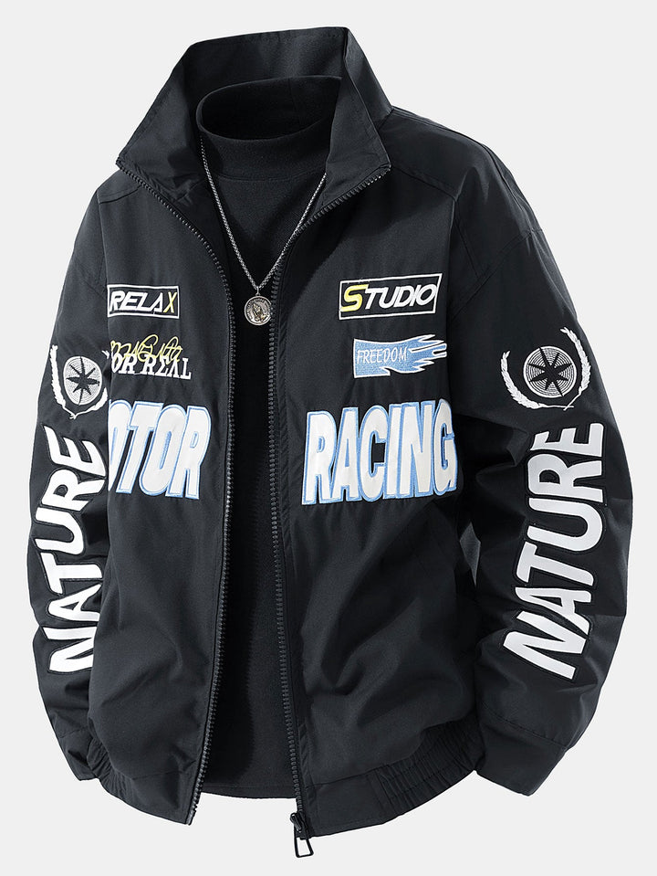 Icon Letter Embroidery Racing Jacket
