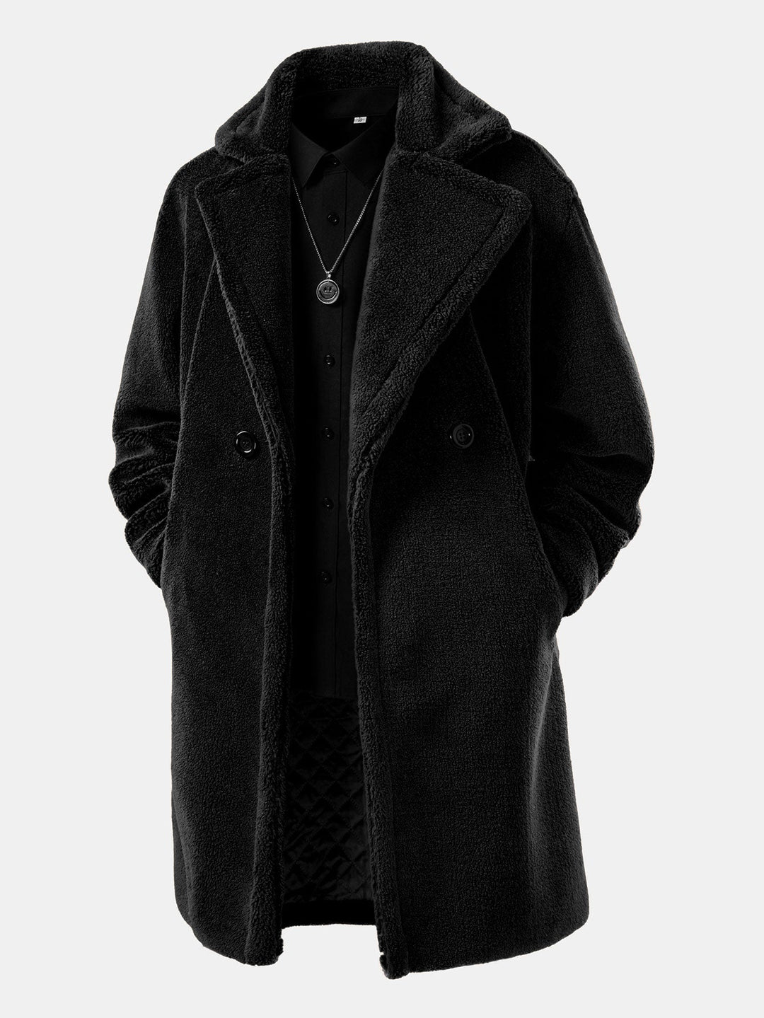 Relax Fit Warm Teddy Fleece Long Coat
