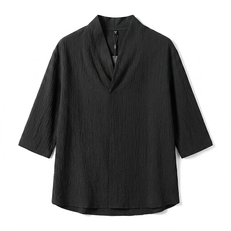 Vintage Ice Silk Loose Zen Clothes Half Sleeve T-shirt