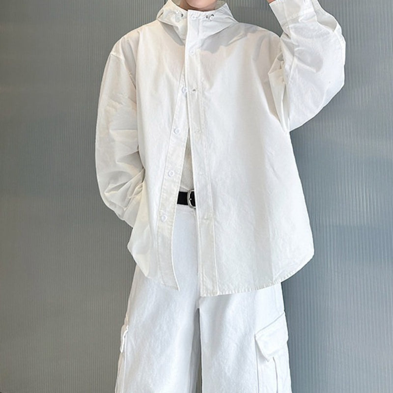 Casual Loose Hooded Shirt Jacket