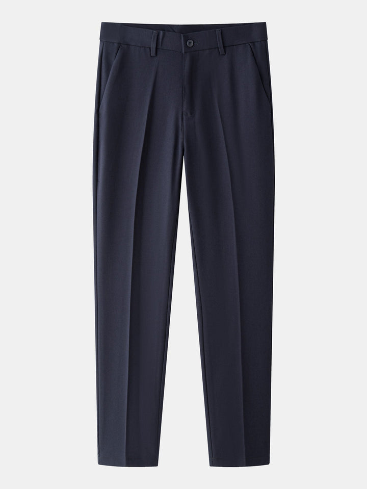 Contrast Trim Waffle Zipper Knit Polo &amp; Slim Fit Tapered Trousers