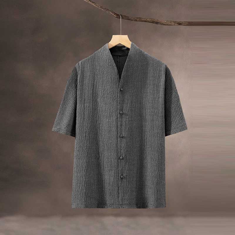 Thin Ice Silk V-Neck Button T-Shirt