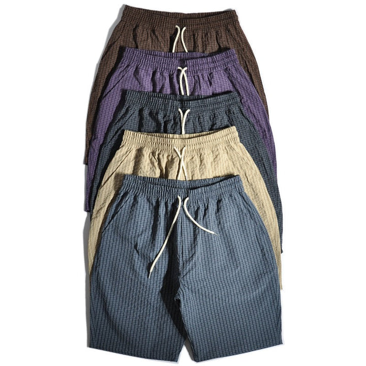Outdoor Seersucker Plaid Beach Shorts