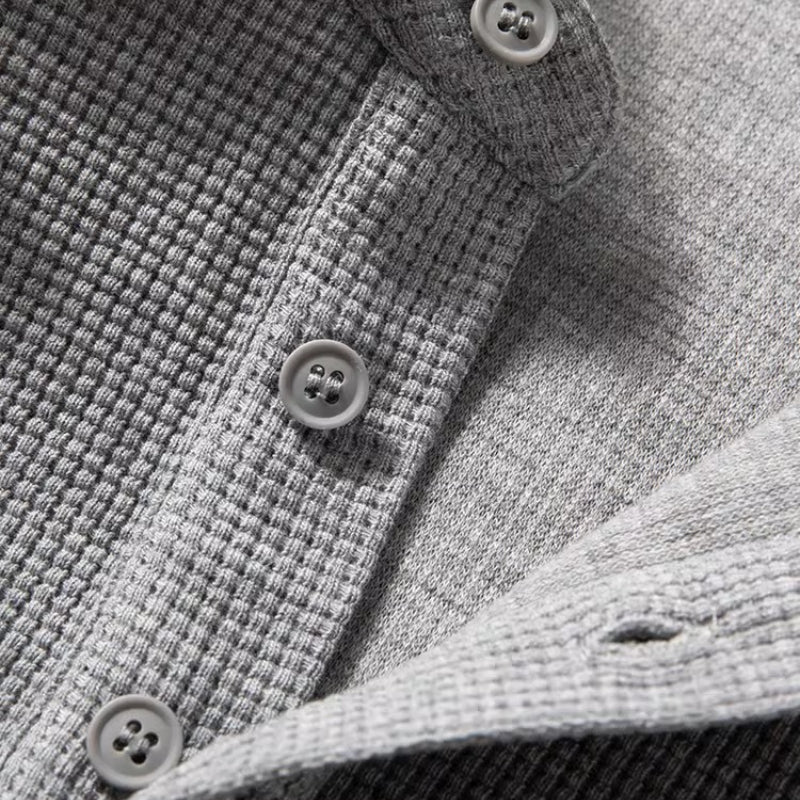 Retro Textured Casual Polo Shirt