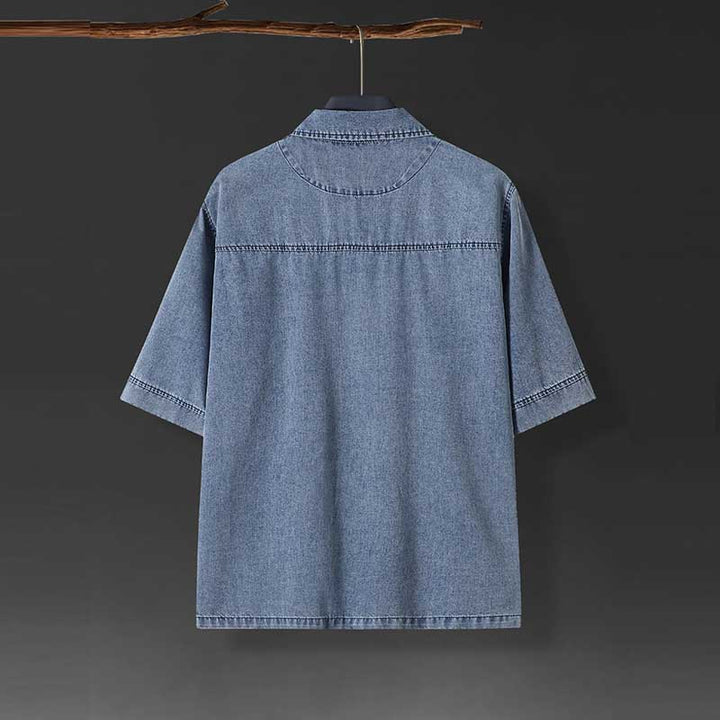 Denim Loose Button-Up T-Shirt