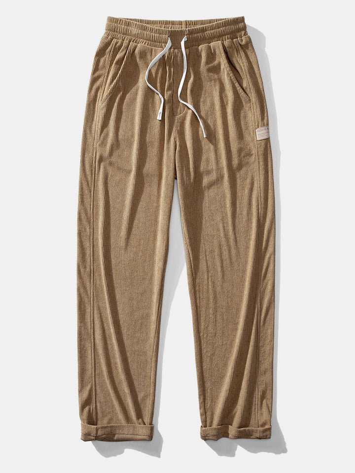 Relax Fit Contrast Corduroy Polo Collar Sweatshirt &amp; Straight Leg Corduroy Pants