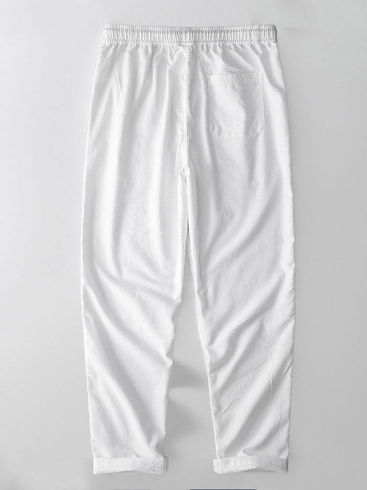 Geometric Jacquard Open Knit Polo &amp; Straight Leg Linen Pants
