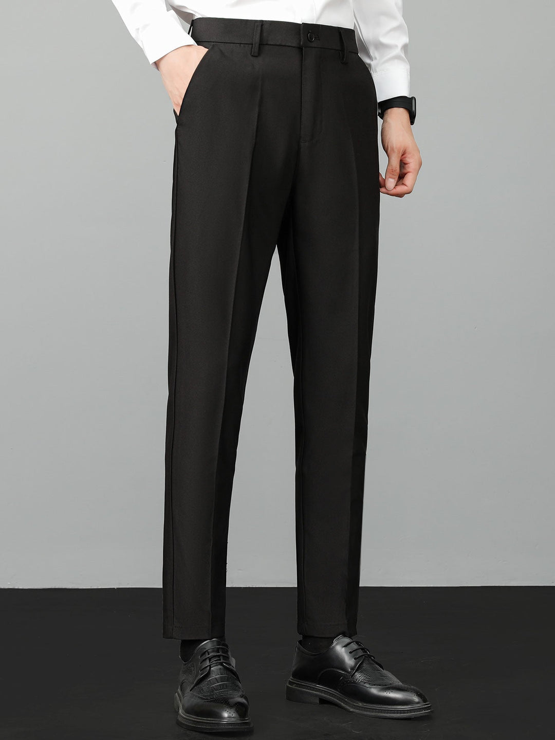 Contrast Trim Waffle Zipper Knit Polo &amp; Slim Fit Tapered Trousers