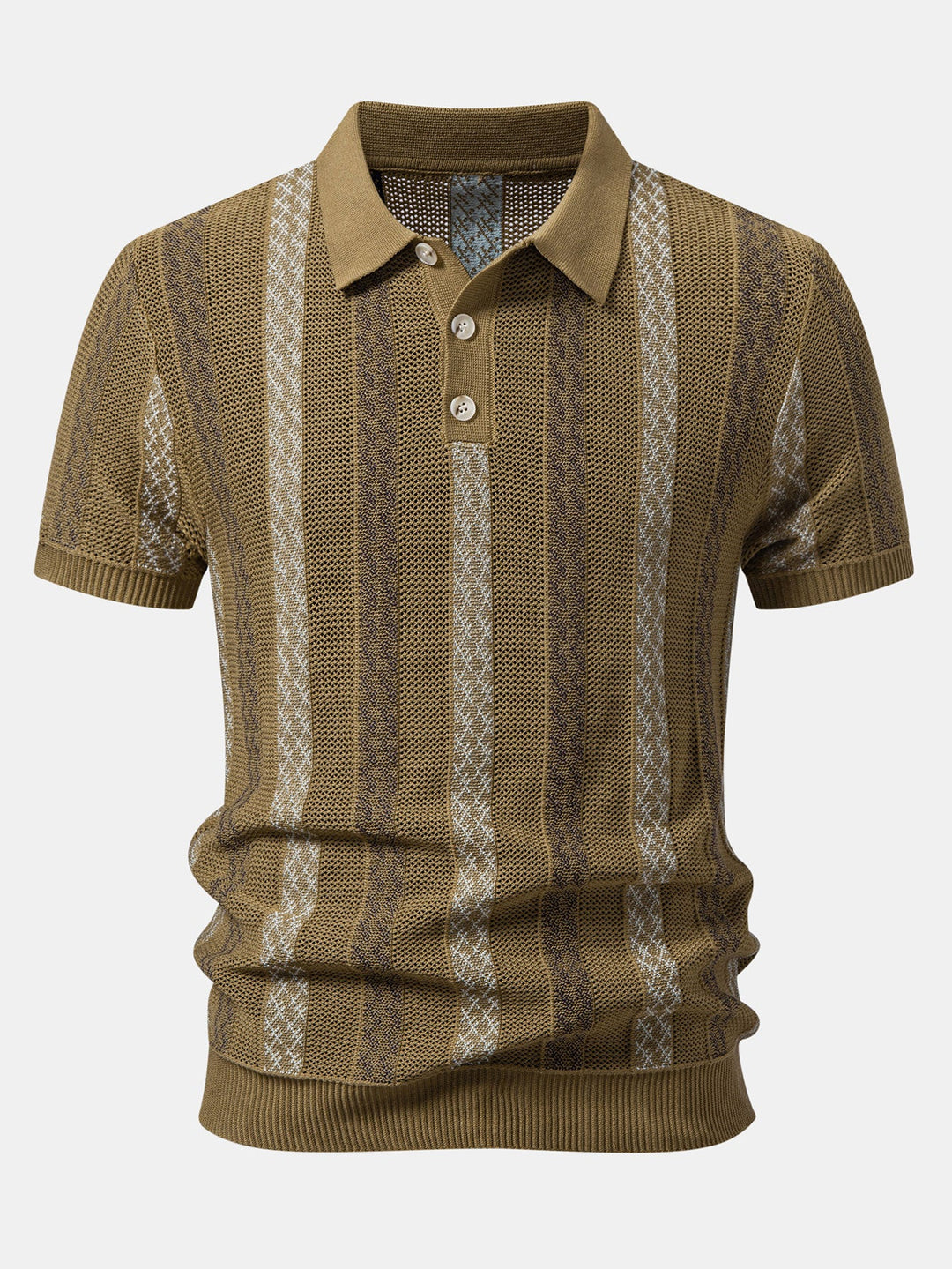 Striped Textured Knit Polo &amp; Slim Fit Tapered Trousers