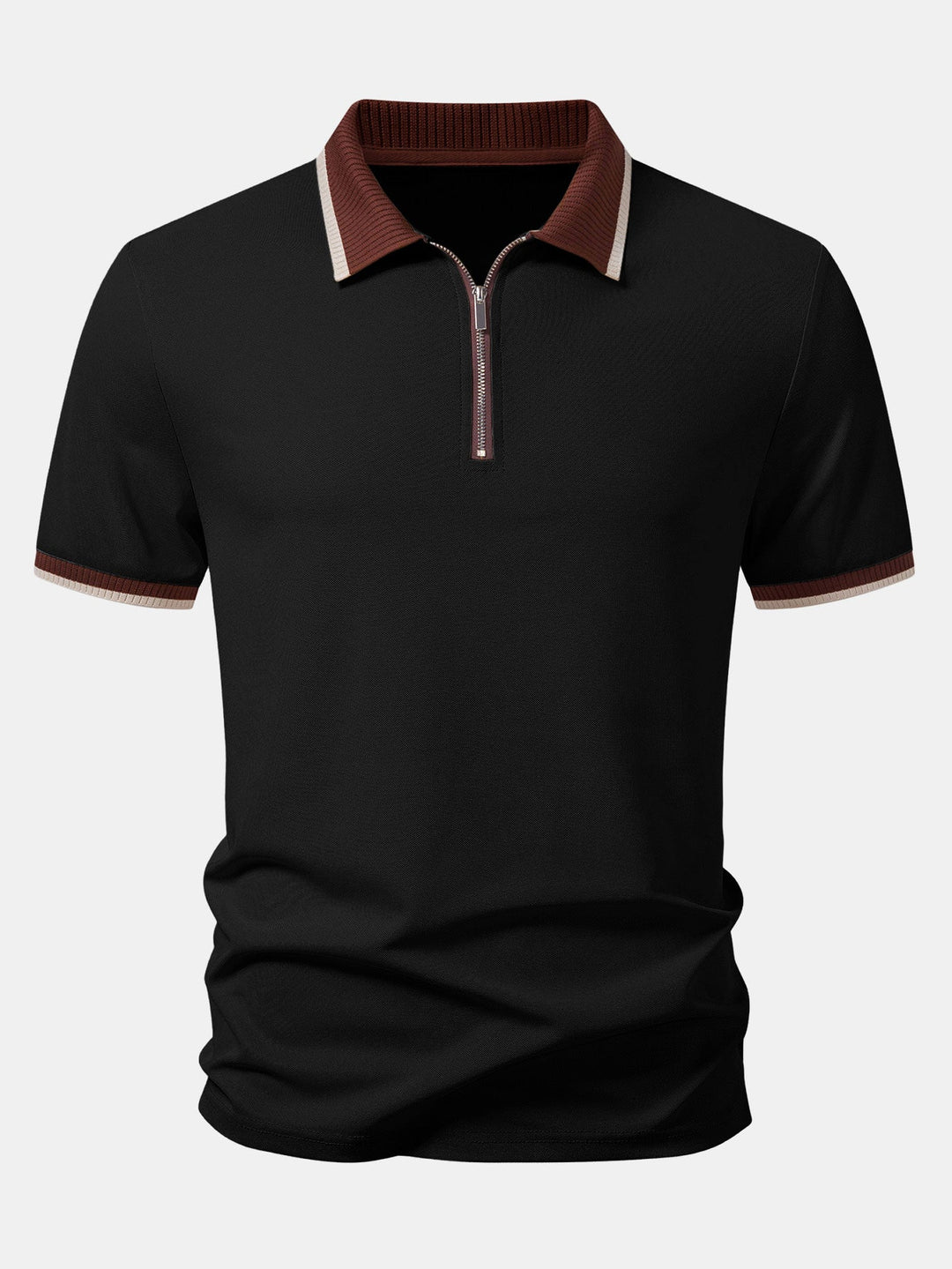 Contrast Trim Zipper Polo &amp; Slim Fit Tapered Trousers