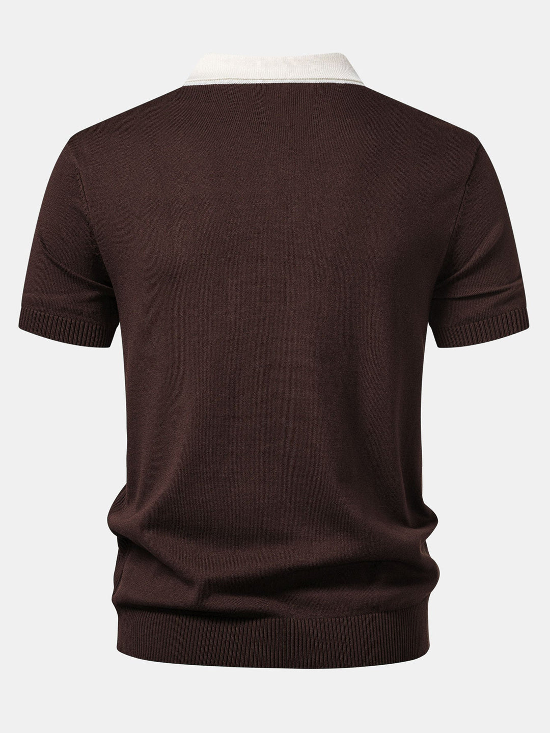 Contrast Striped Ribbed Knit Polo &amp; Slim Fit Tapered Trousers