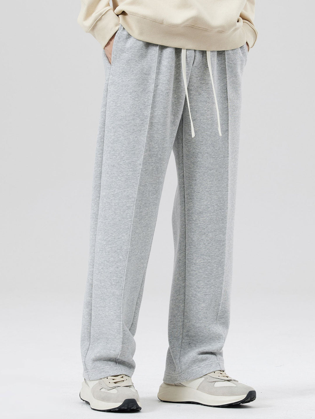 Straight Leg Pleated Pintuck Sweatpants