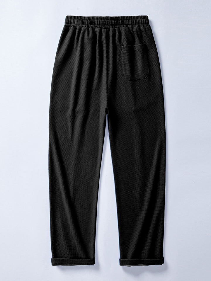 Waffle Pleated Pintuck Straight Leg Pants