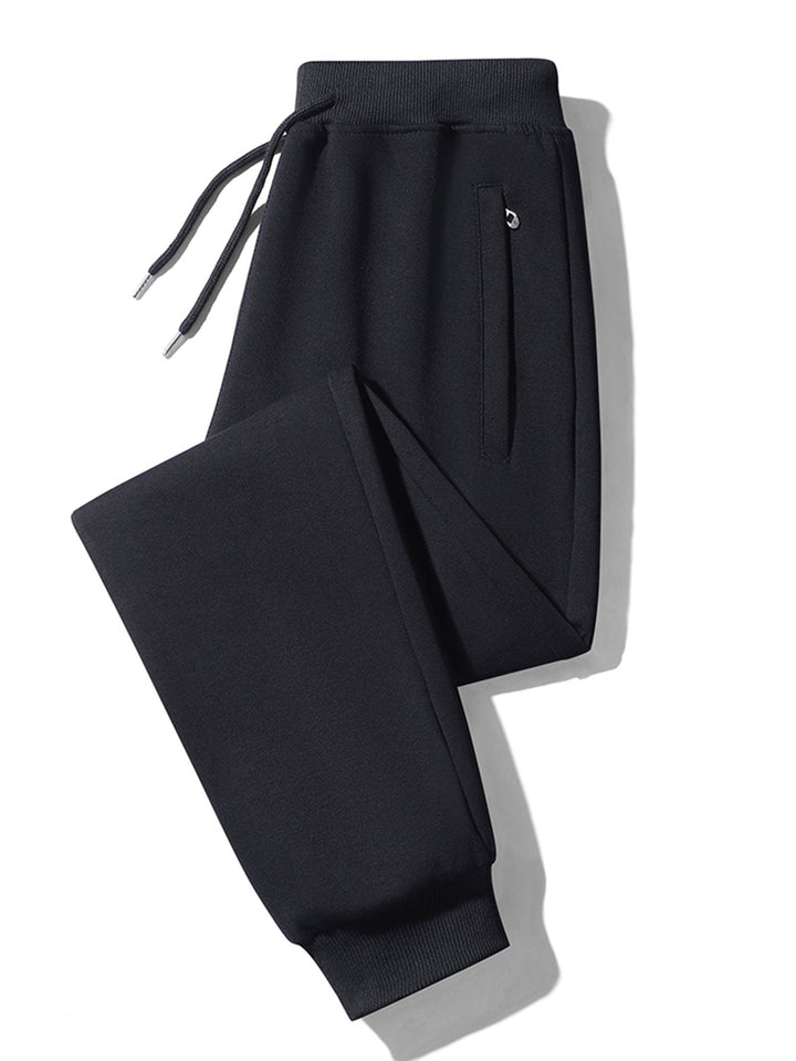 3 Pieces Solid Zipper Pocket Cotton Jogger Pants