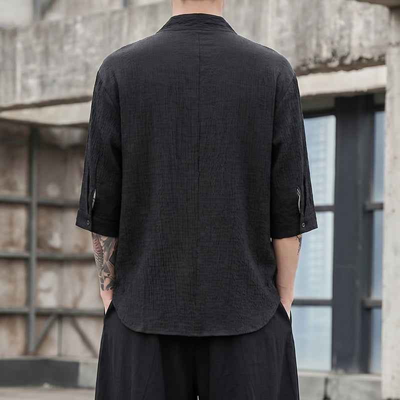 Vintage Ice Silk Loose Zen Clothes Half Sleeve T-shirt