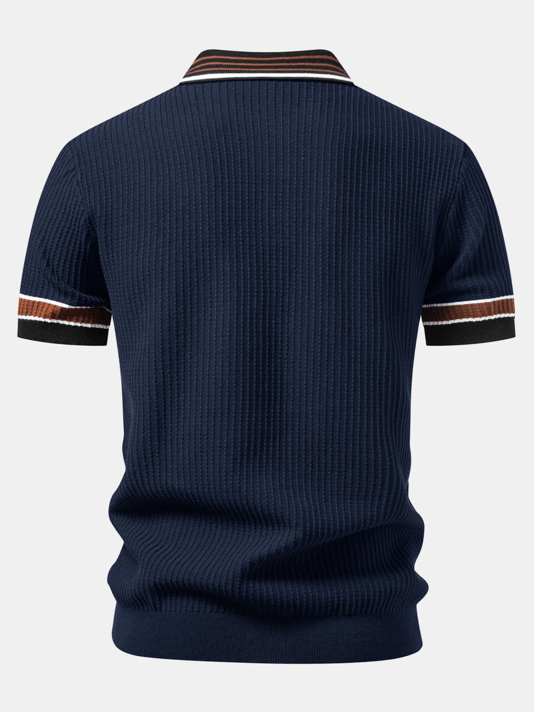 Contrast Stripe Trim Waffle Knit Polo &amp; Slim Fit Tapered Trousers