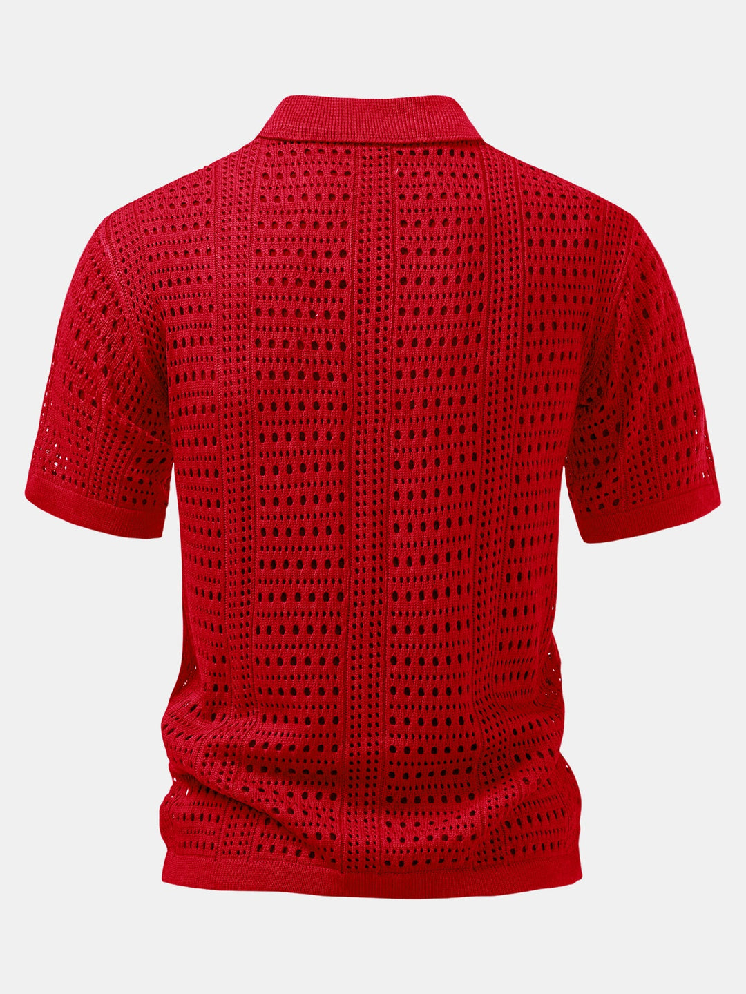Crochet  V Neck Polo Shirt &amp; Crinkle Textured Straight Leg Pants