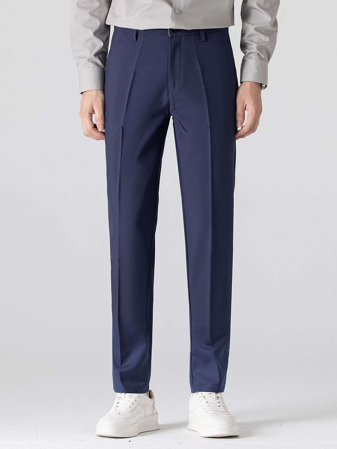 Contrast Trim Zipper Knit Polo &amp; Slim Fit Tapered Trousers