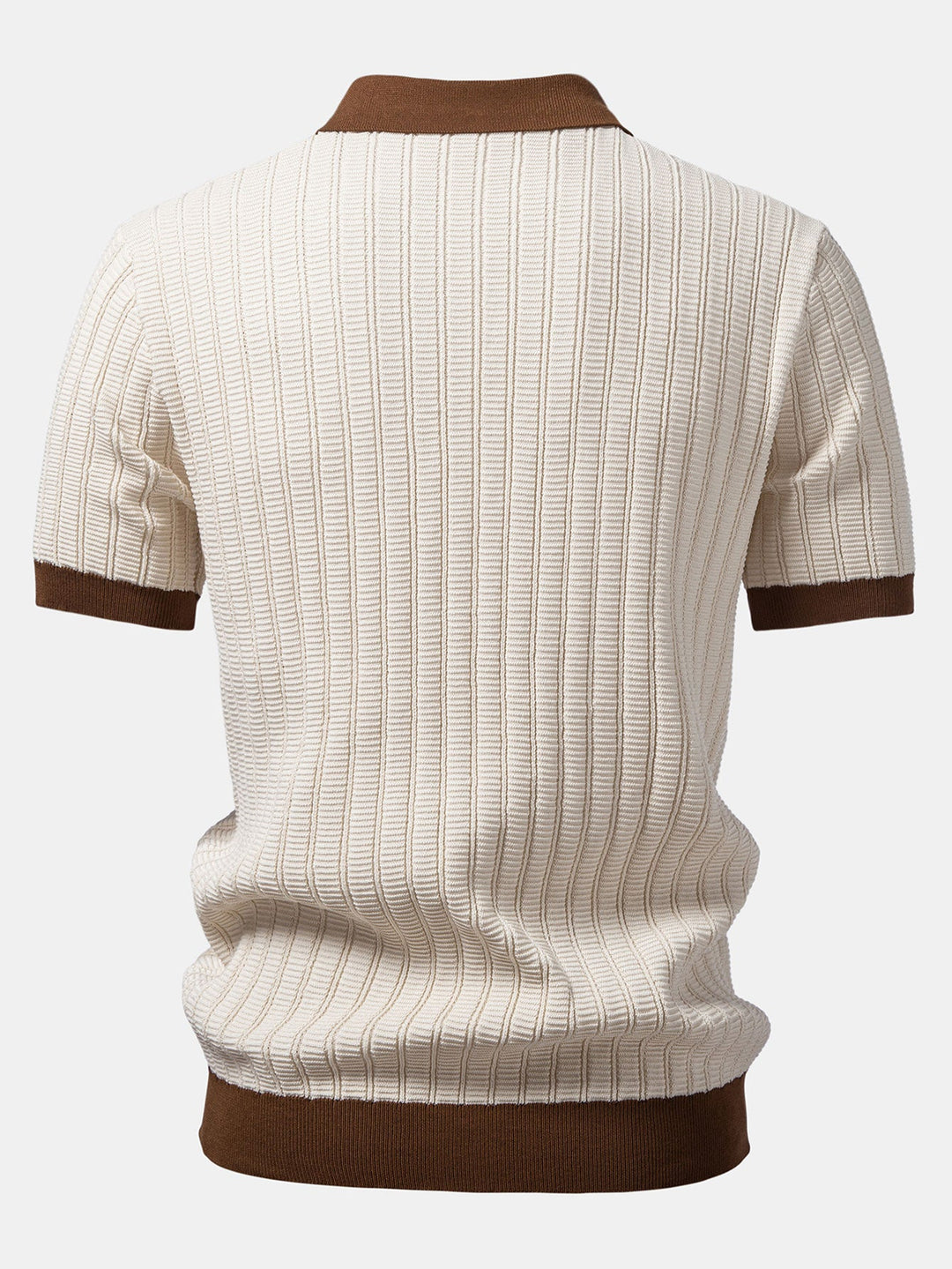Contrast Textured Johnny Collar Knit Polo &amp; Crinkle Textured Straight Leg Pants
